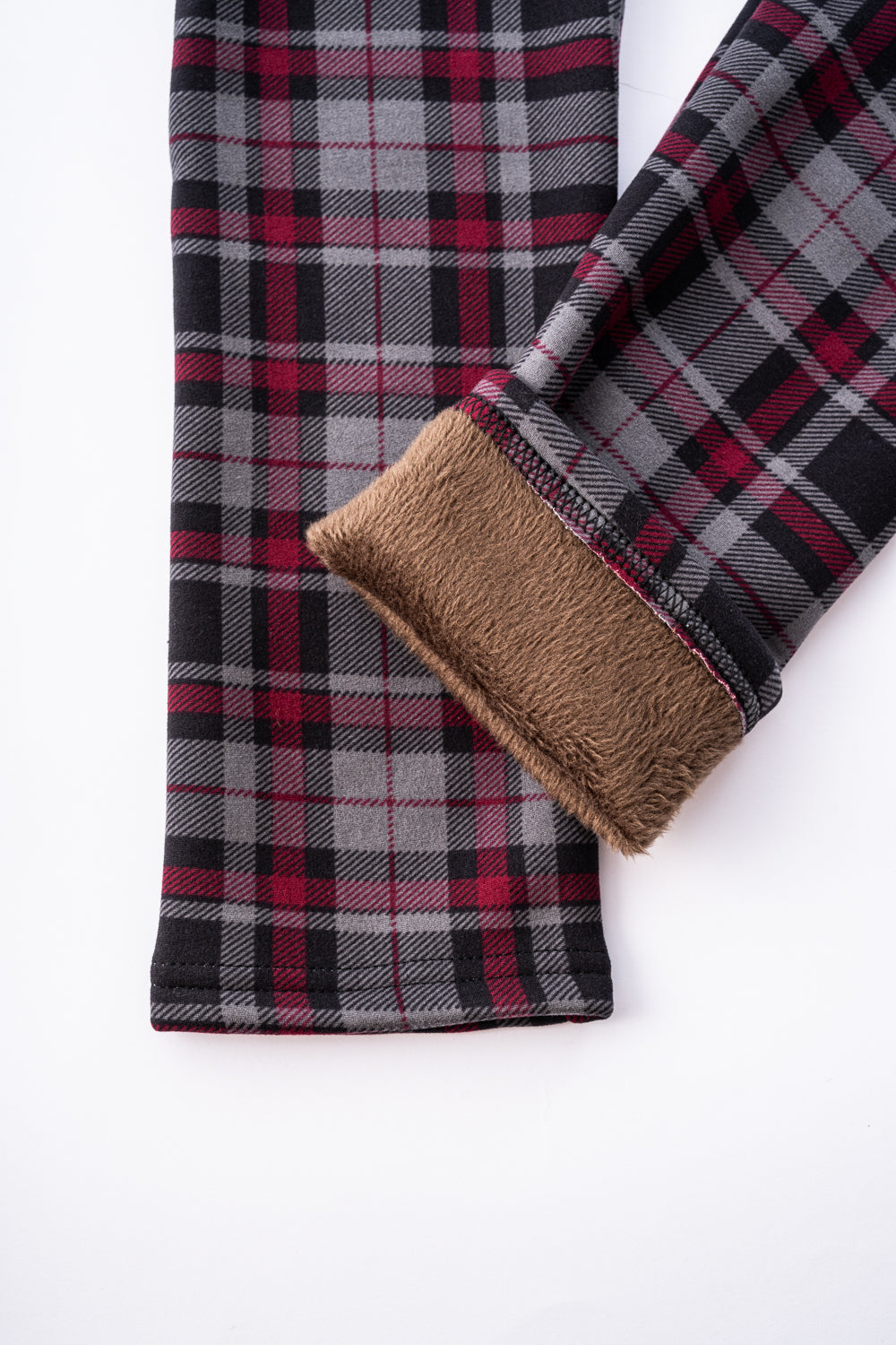 Plaid rouge et gris - Leggings doublés confortables
