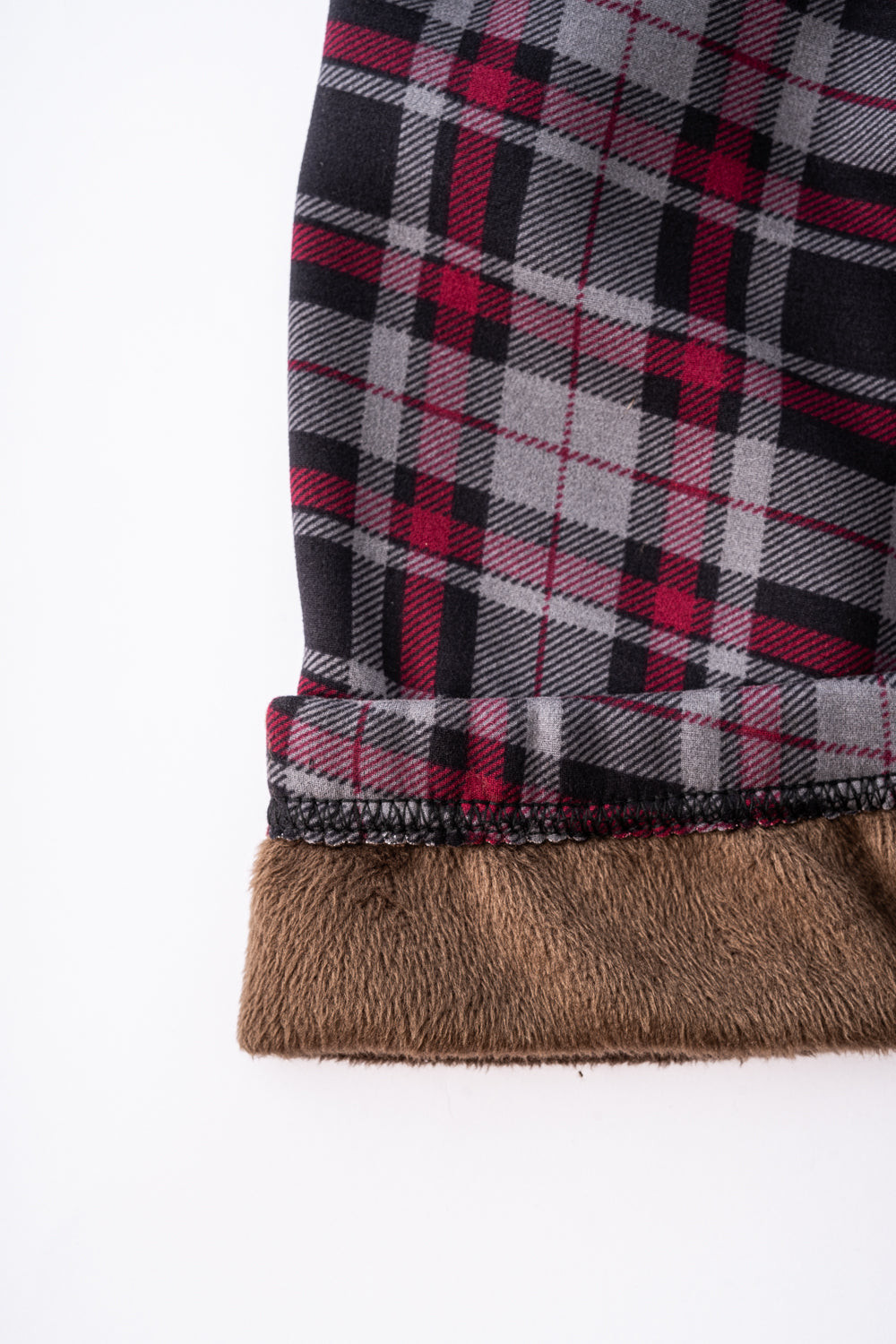 Plaid rouge et gris - Leggings doublés confortables