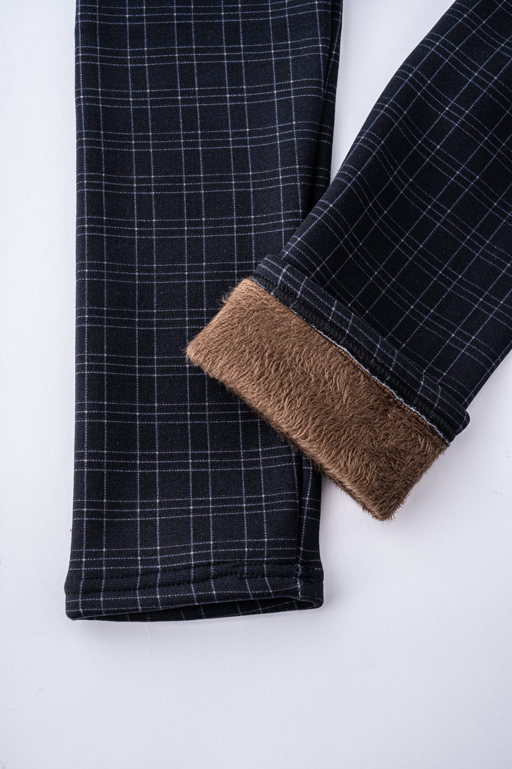 Dark Blue Plaid - Cozy Lined Leggings