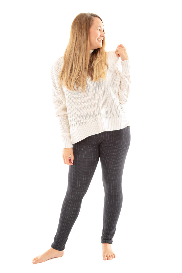 Dark Blue Plaid - Cozy Lined Leggings