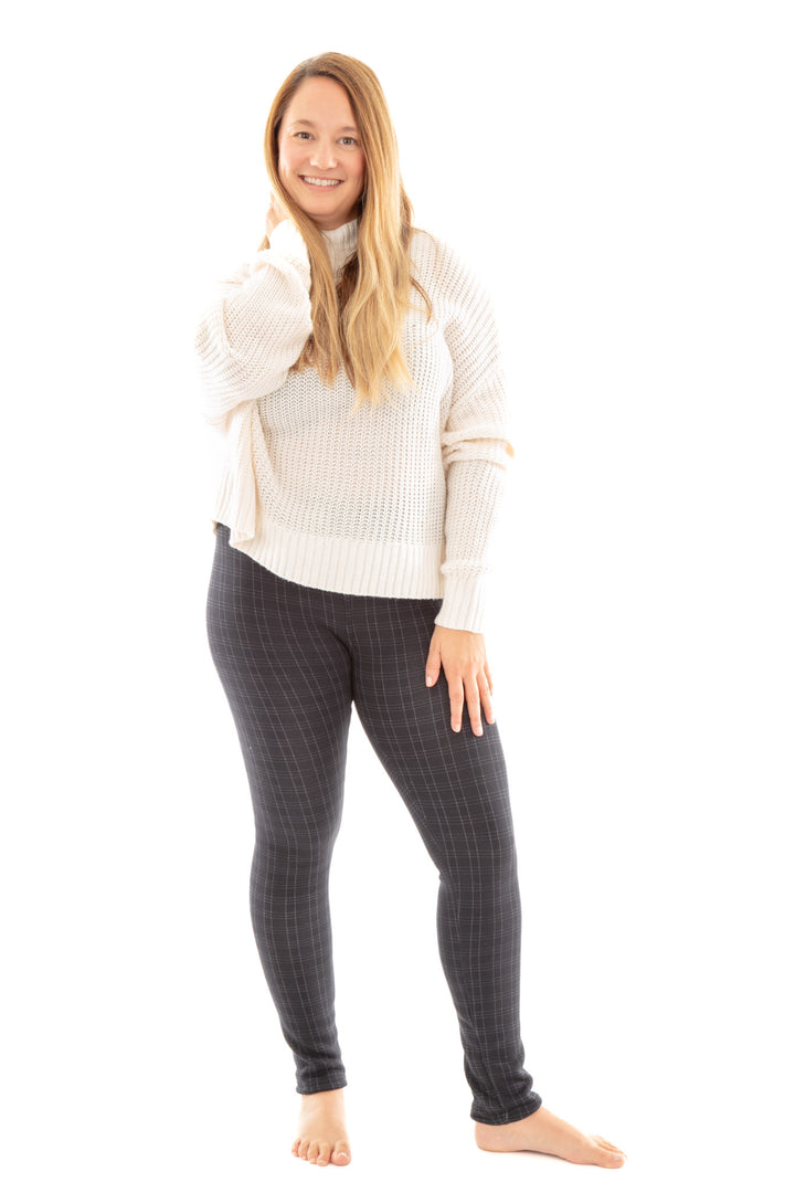 Dark Blue Plaid - Cozy Lined Leggings