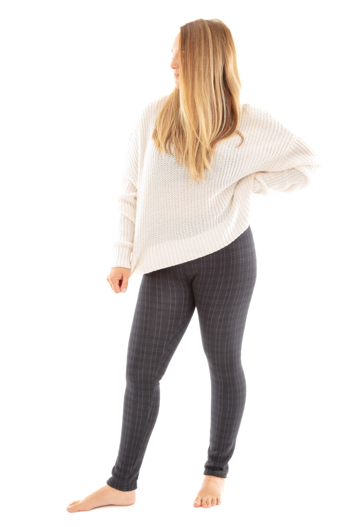 Dark Blue Plaid - Cozy Lined Leggings