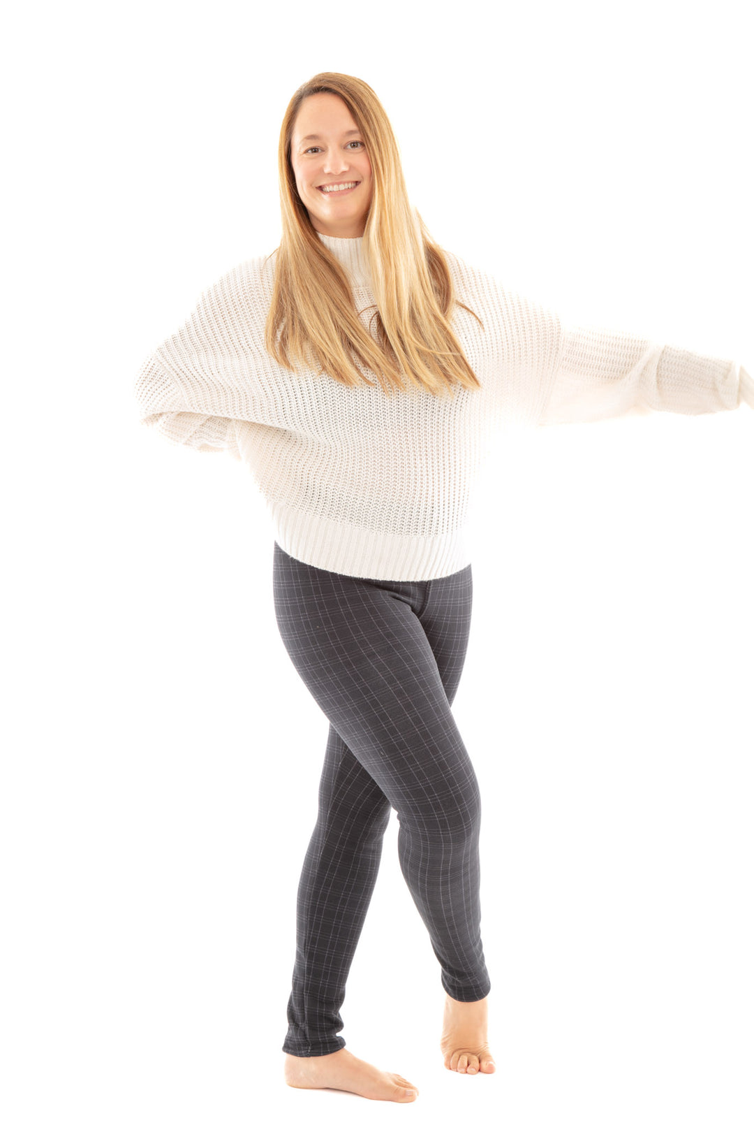 Dark Blue Plaid - Cozy Lined Leggings