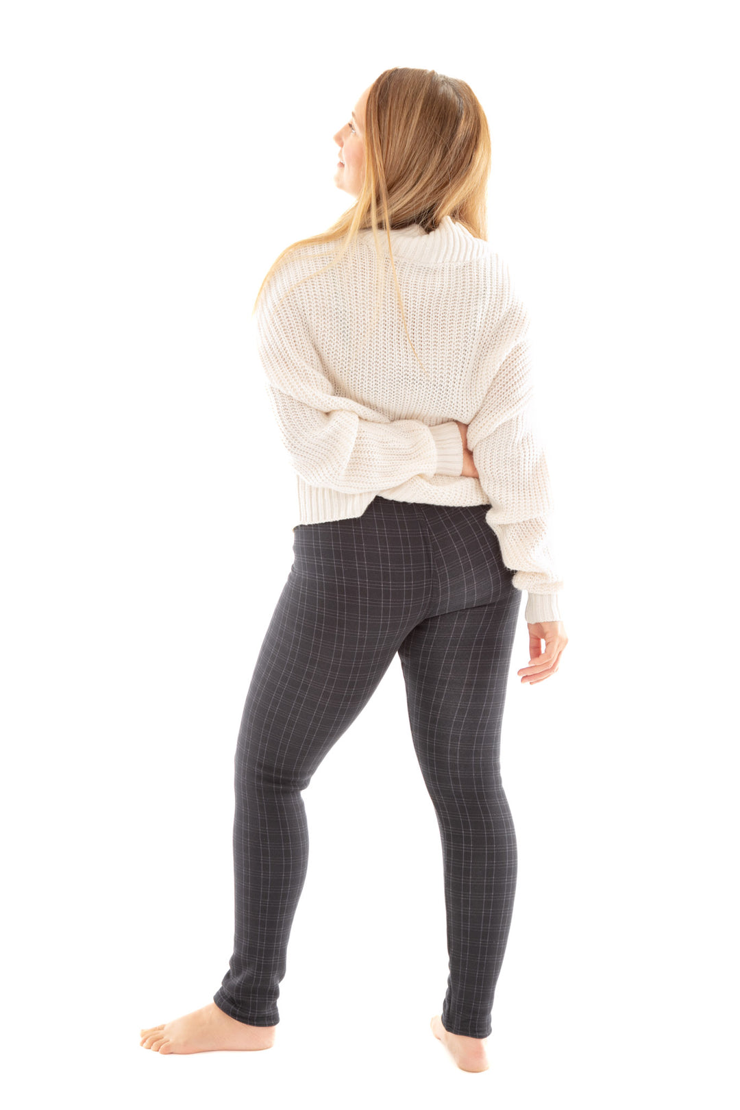 Dark Blue Plaid - Cozy Lined Leggings