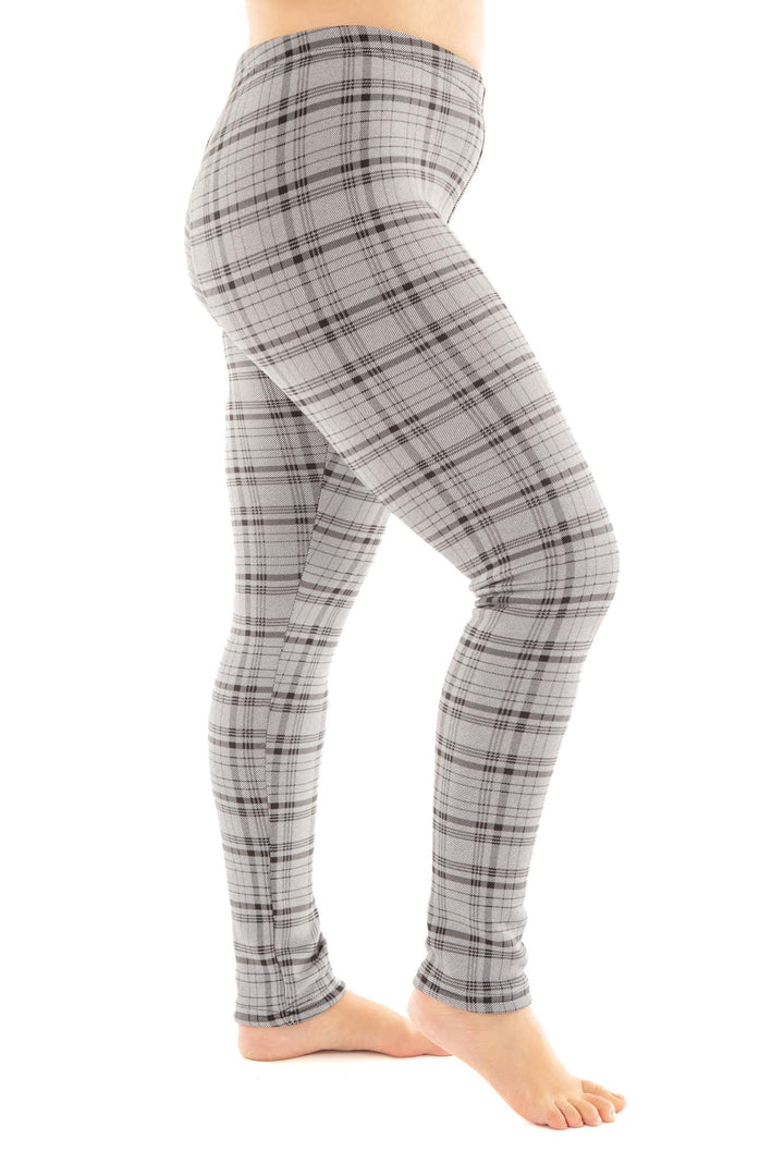 Stone Plaid - Cozy Lined Leggings
