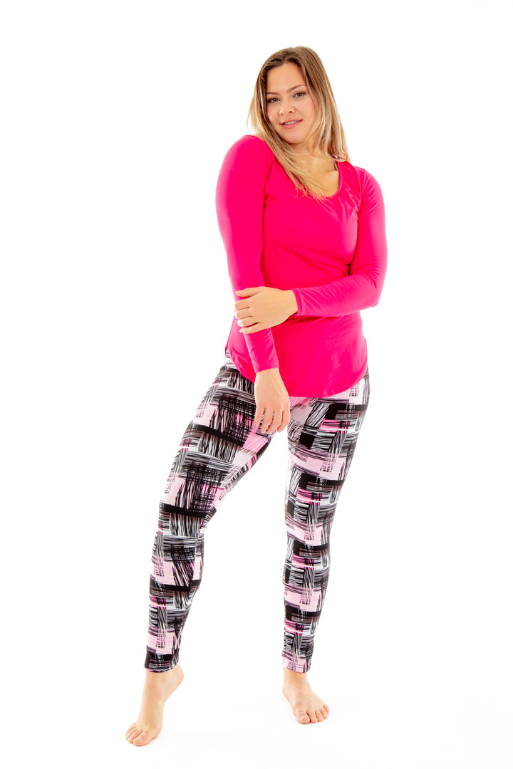 Pink & Black Traces - Cozy Lined Leggings