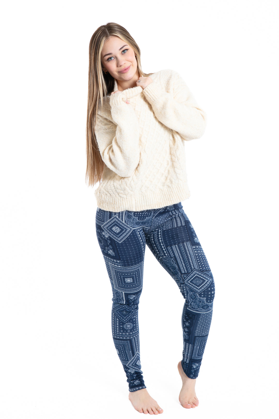 Patterns In Blue - Leggings doublés confortables