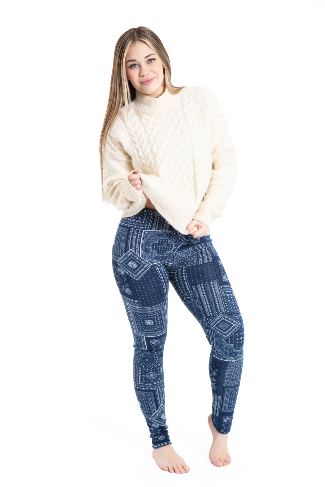 Patterns In Blue - Leggings doublés confortables