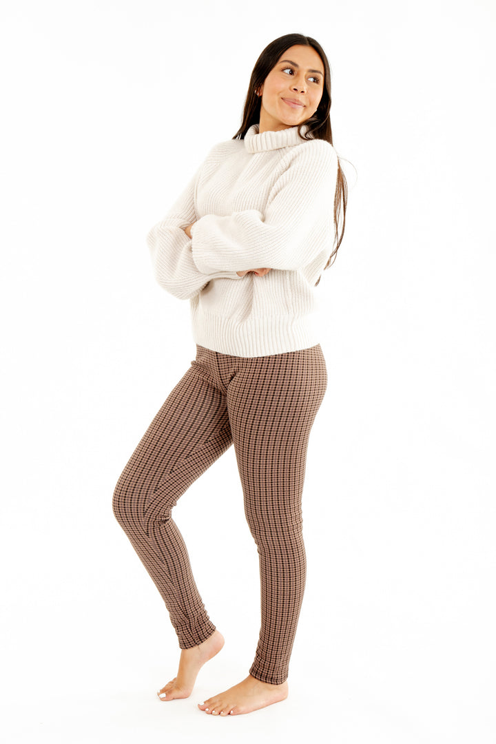 Brown Checkers - Cozy Lined Leggings