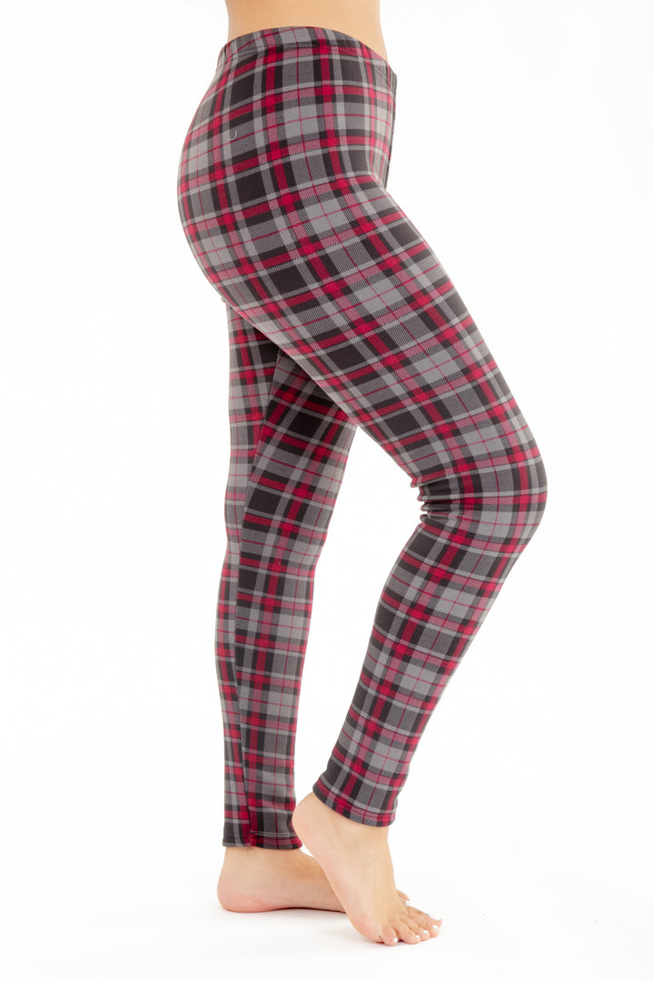 Plaid rouge et gris - Leggings doublés confortables