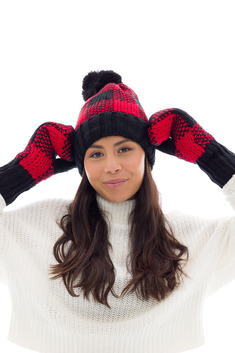 Just Cozy Knit Mittens and Hat Set Super Comfy and Cozy Lined