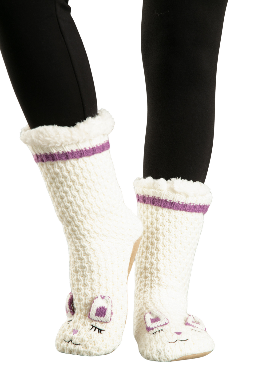 White & Purple - Cozy Slipper Socks