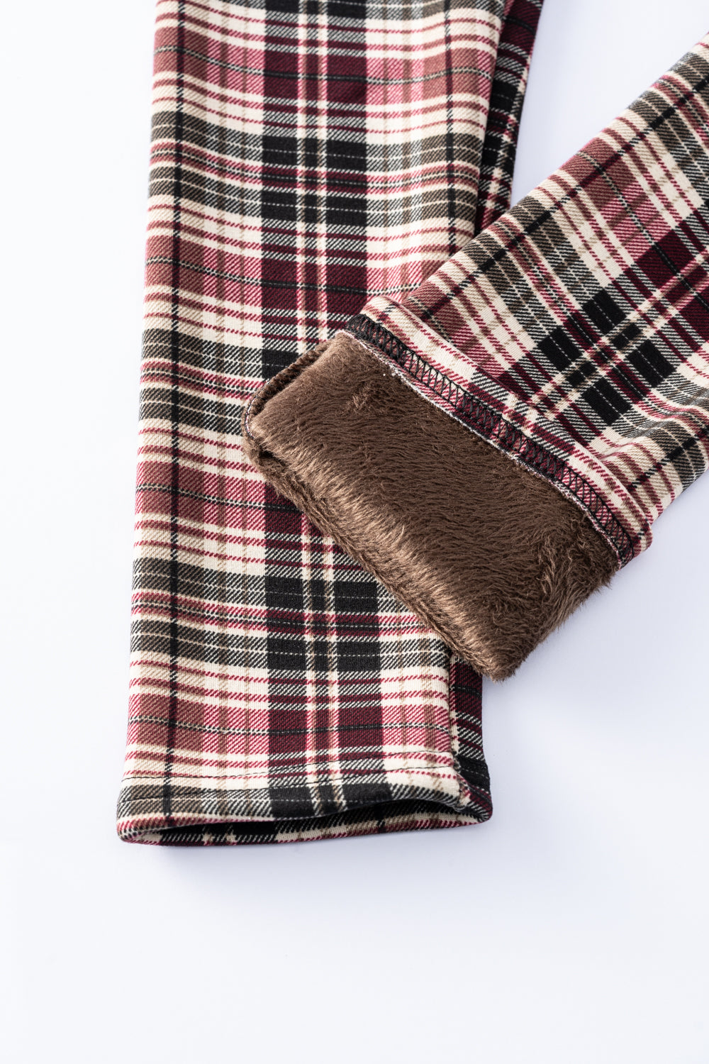 Burgundy Plaid - Cozy Lined Leggings