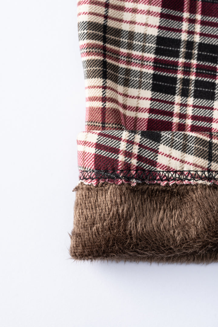 Burgundy Plaid - Cozy Lined Leggings