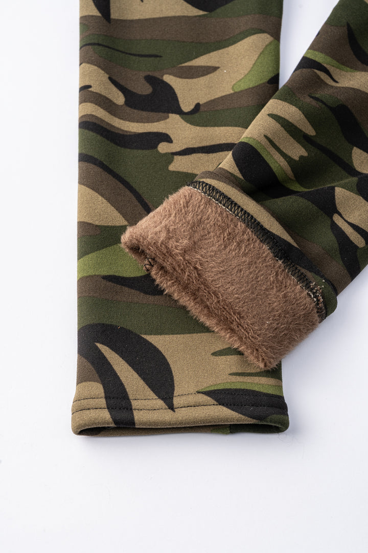 Green Camouflage - Cozy Lined Leggings