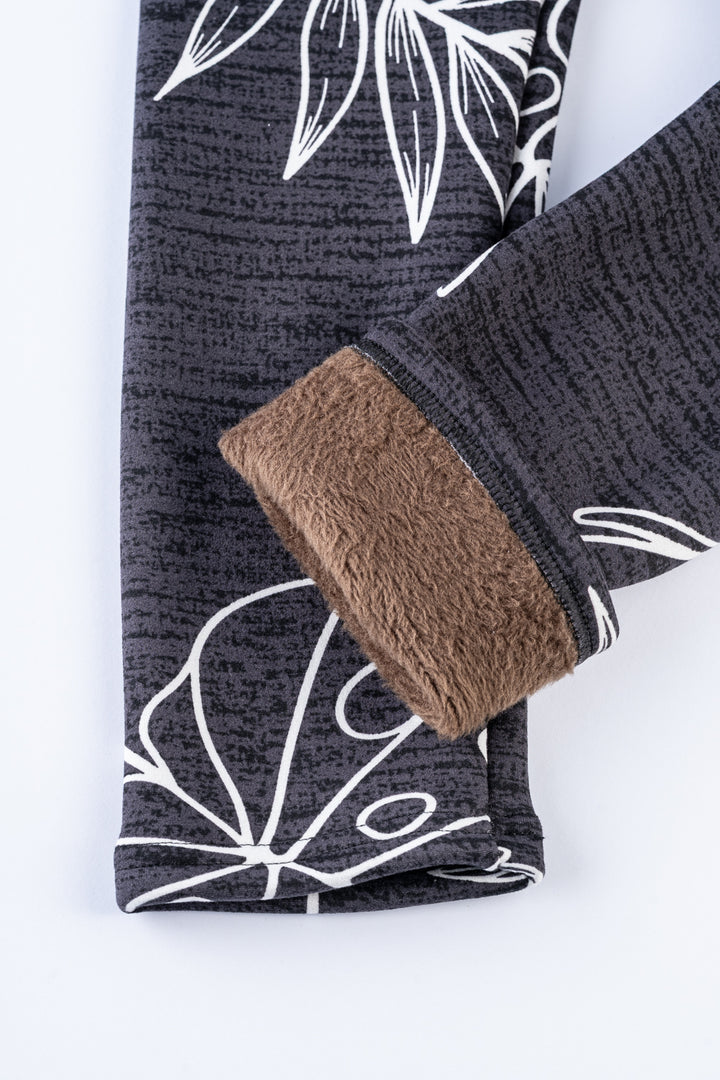 Feuilles en gris - Leggings doublés confortables