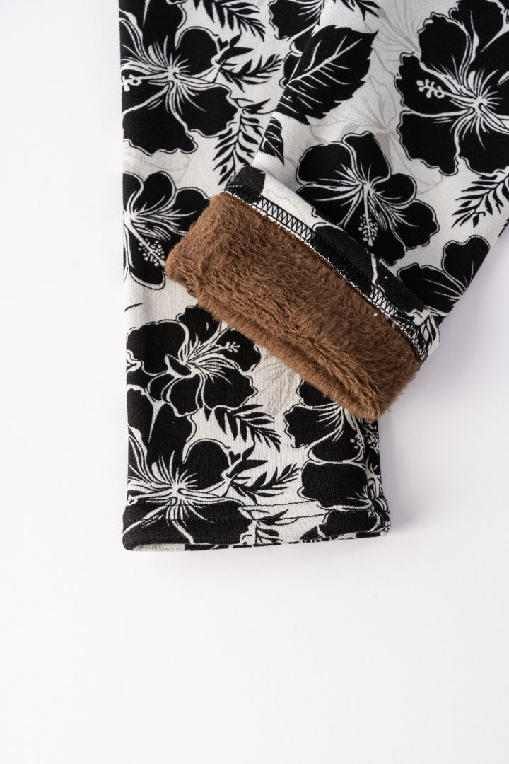 Floral in Gray - Cozy Lined Leggings