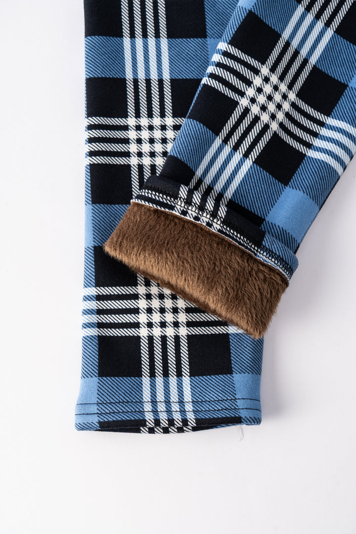 Sky Blue Checkered - Cozy Lined Leggings