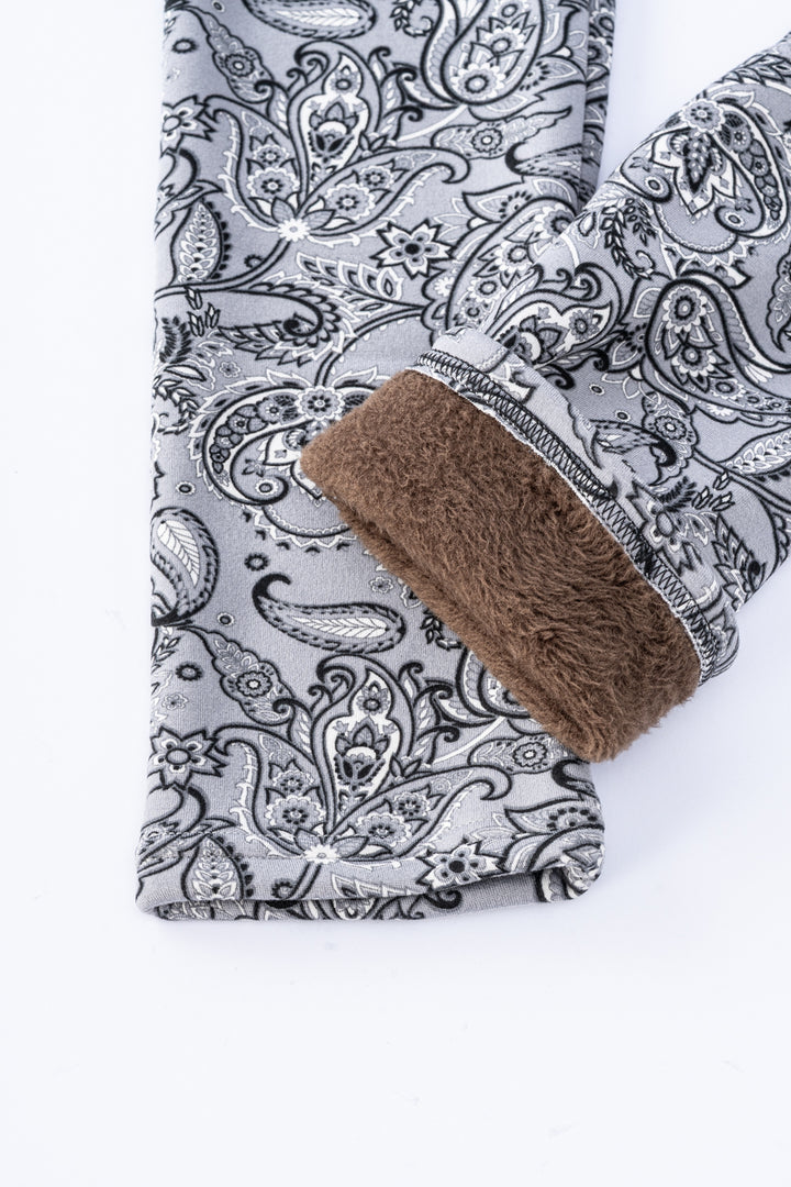Gris Paisley - Leggings doublés confortables