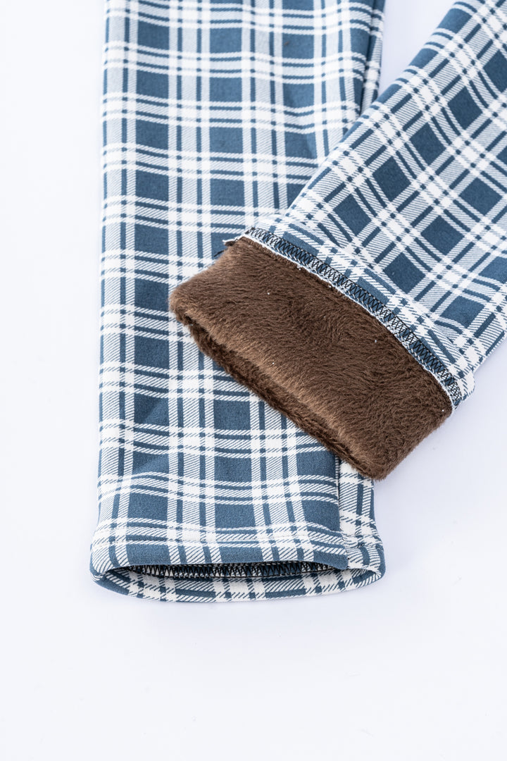 Tartan bleuté - Leggings doublés douillets