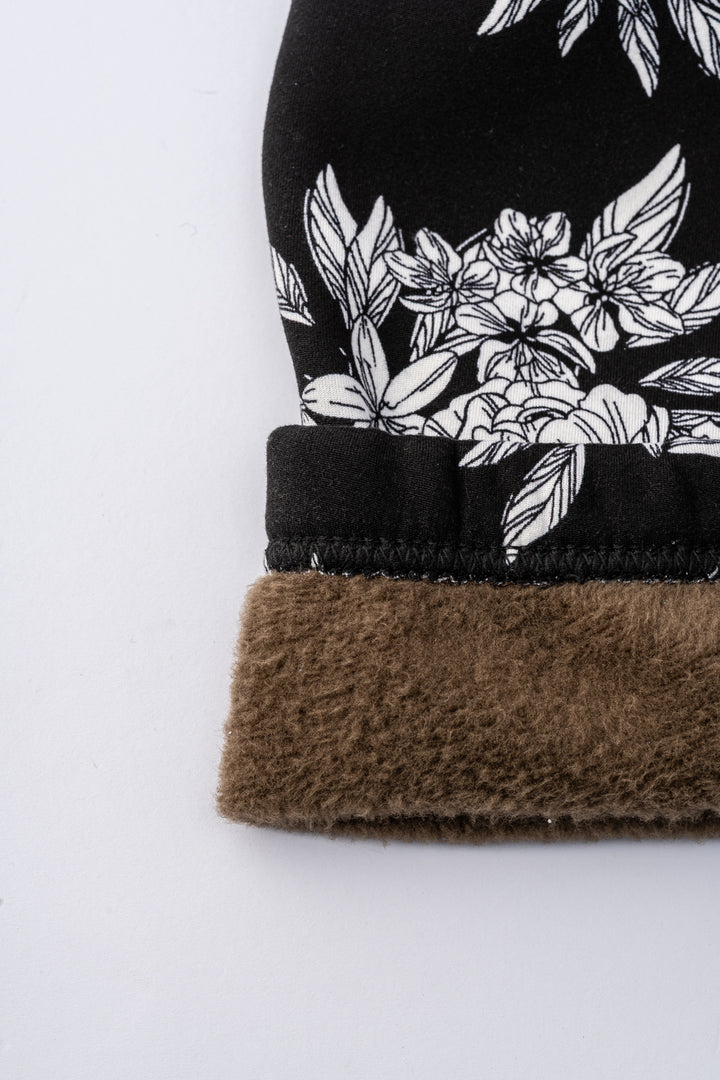 Black Floral - Cozy Lined Leggings