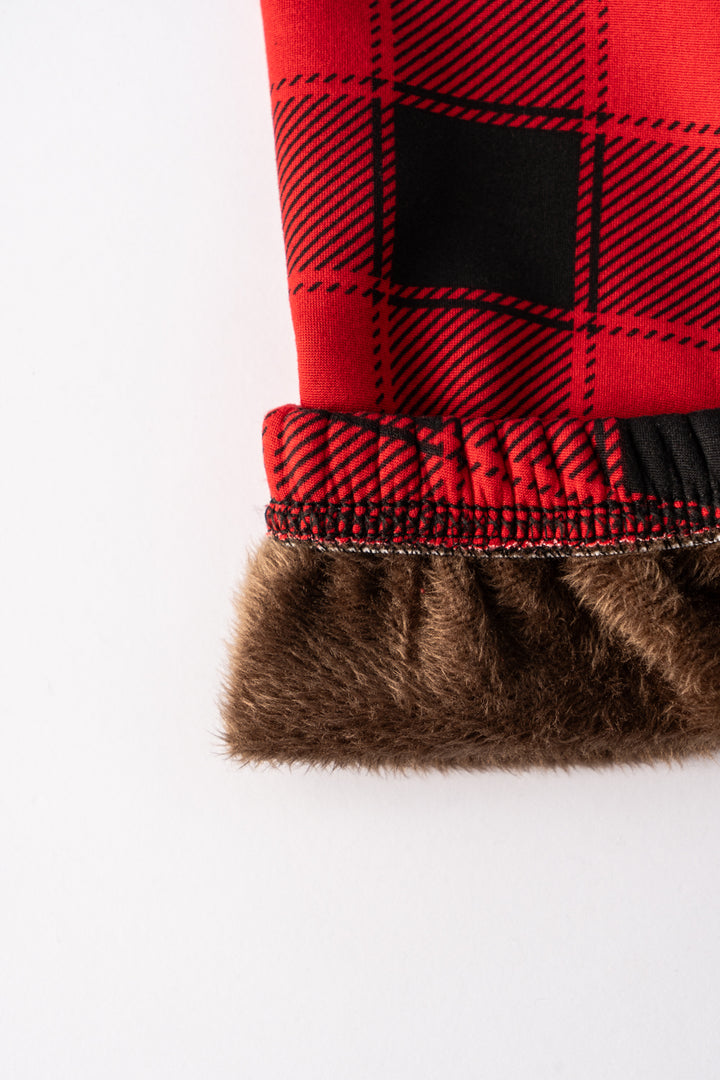 Red Plaid - Cozy Lined Leggings