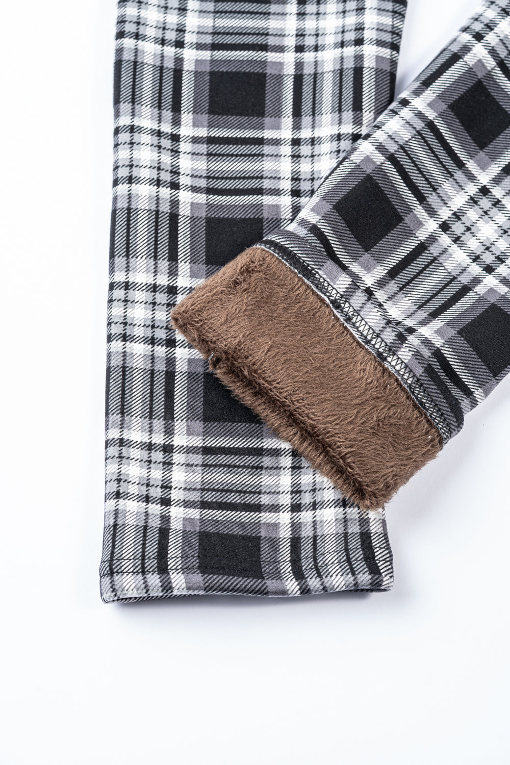 Black & White Tartan - Cozy Lined Leggings