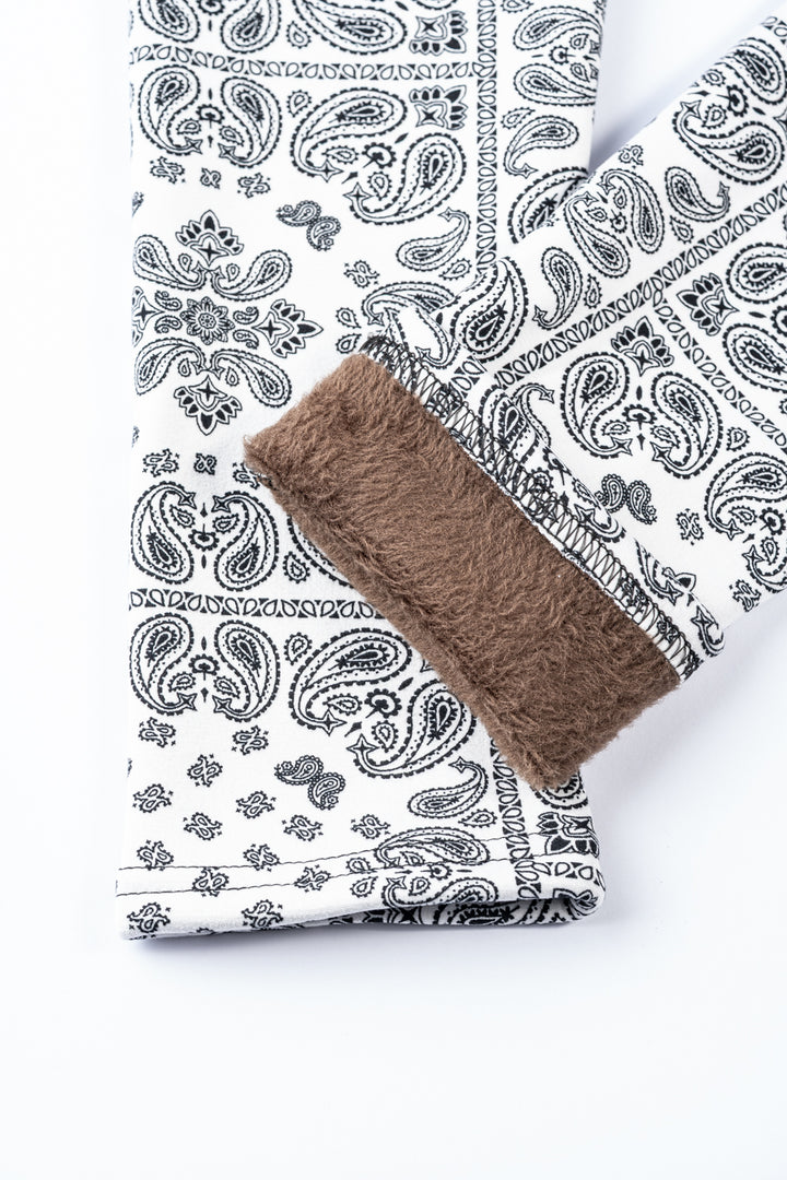 White Paisley- Cozy Lined Leggings