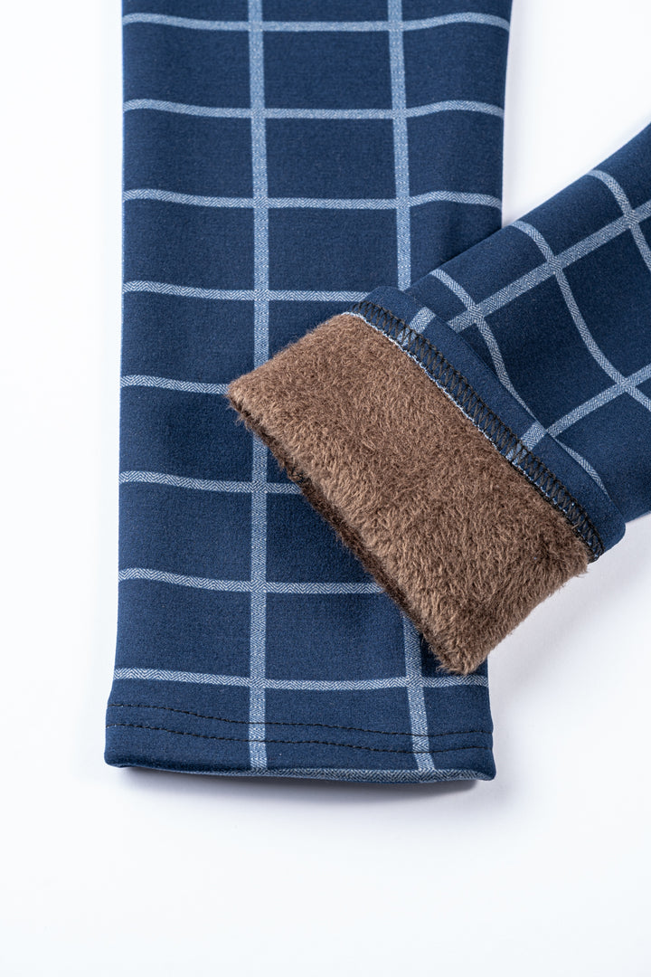 Navy Check - Cozy Lined Leggings