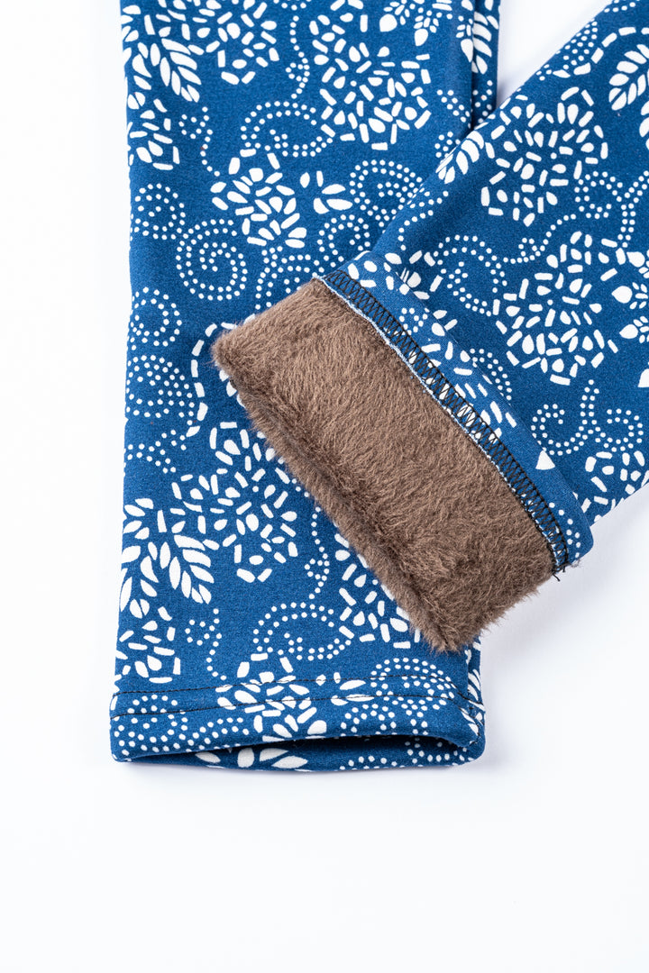 Blue & White Design - Cozy Lined Leggings