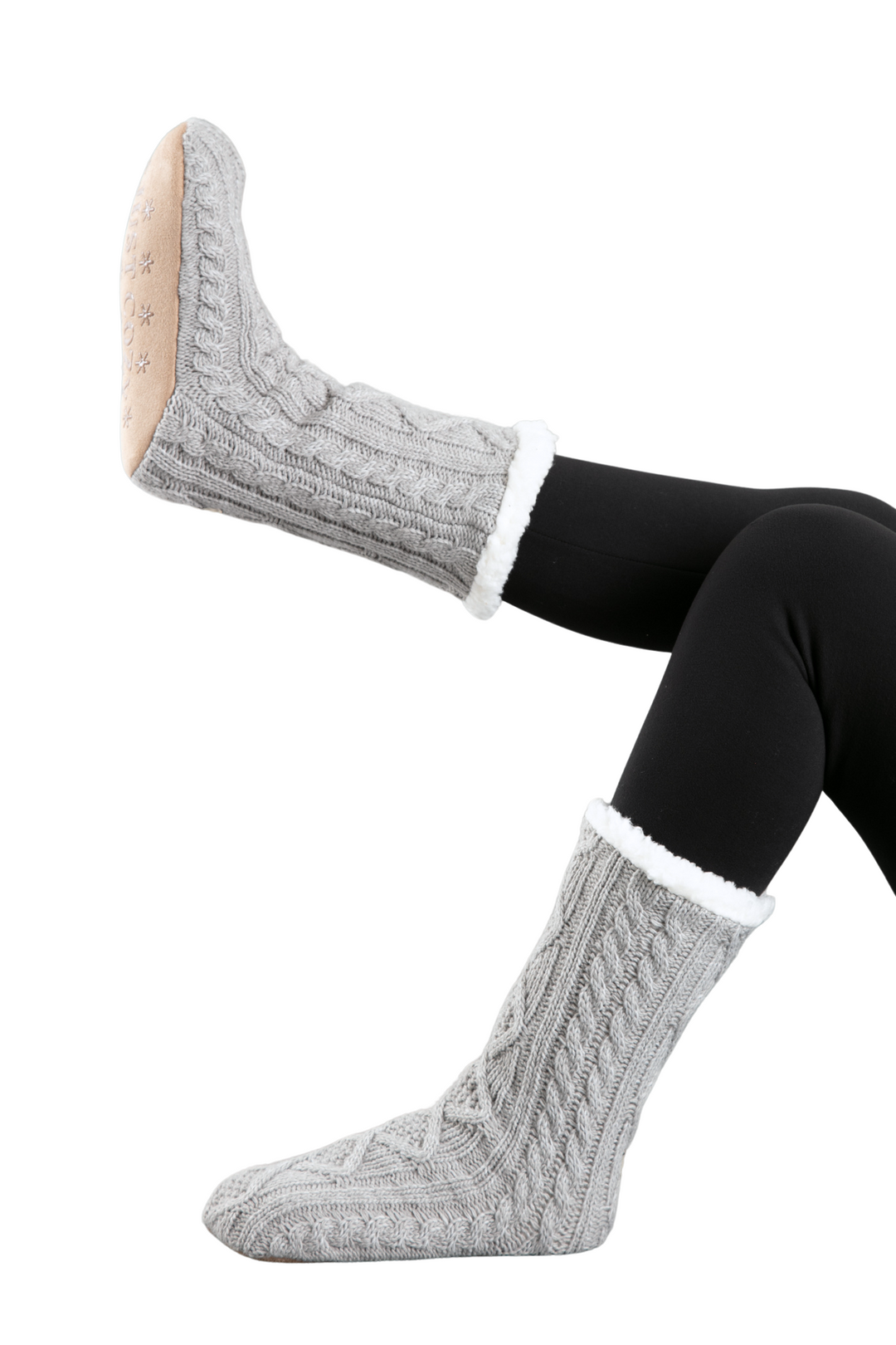 Gris foncé - chaussettes de pantoufles confortables