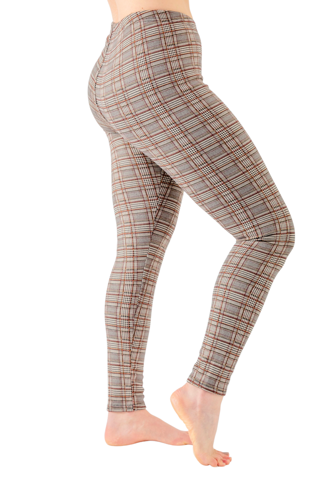 Beige Plaid Leggings