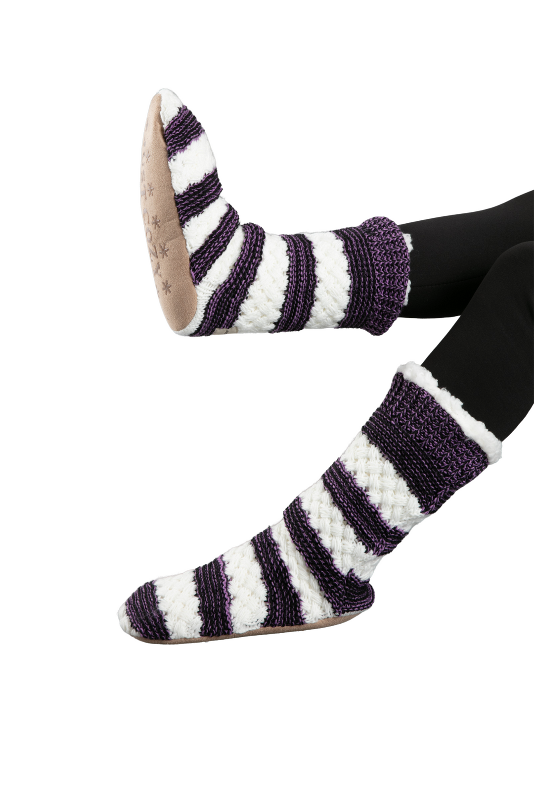 Purple & White - Chaussettes de pantoufles confortables