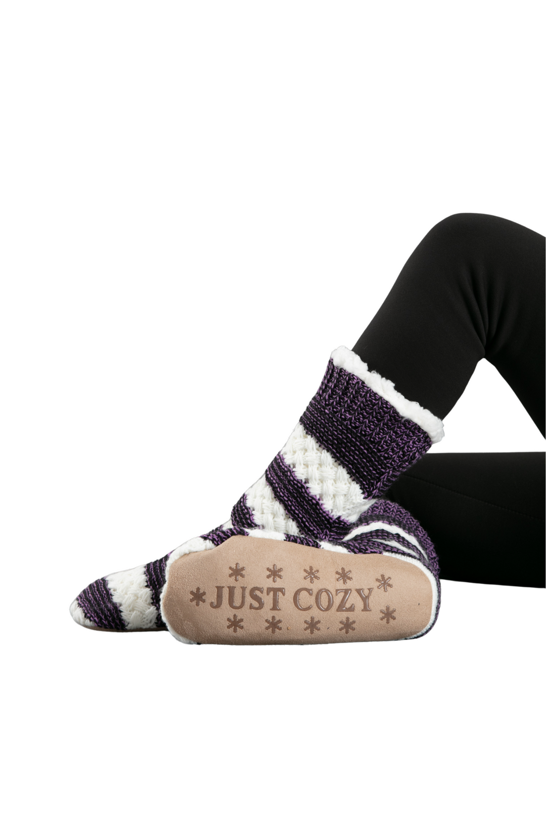 Purple & White - Chaussettes de pantoufles confortables