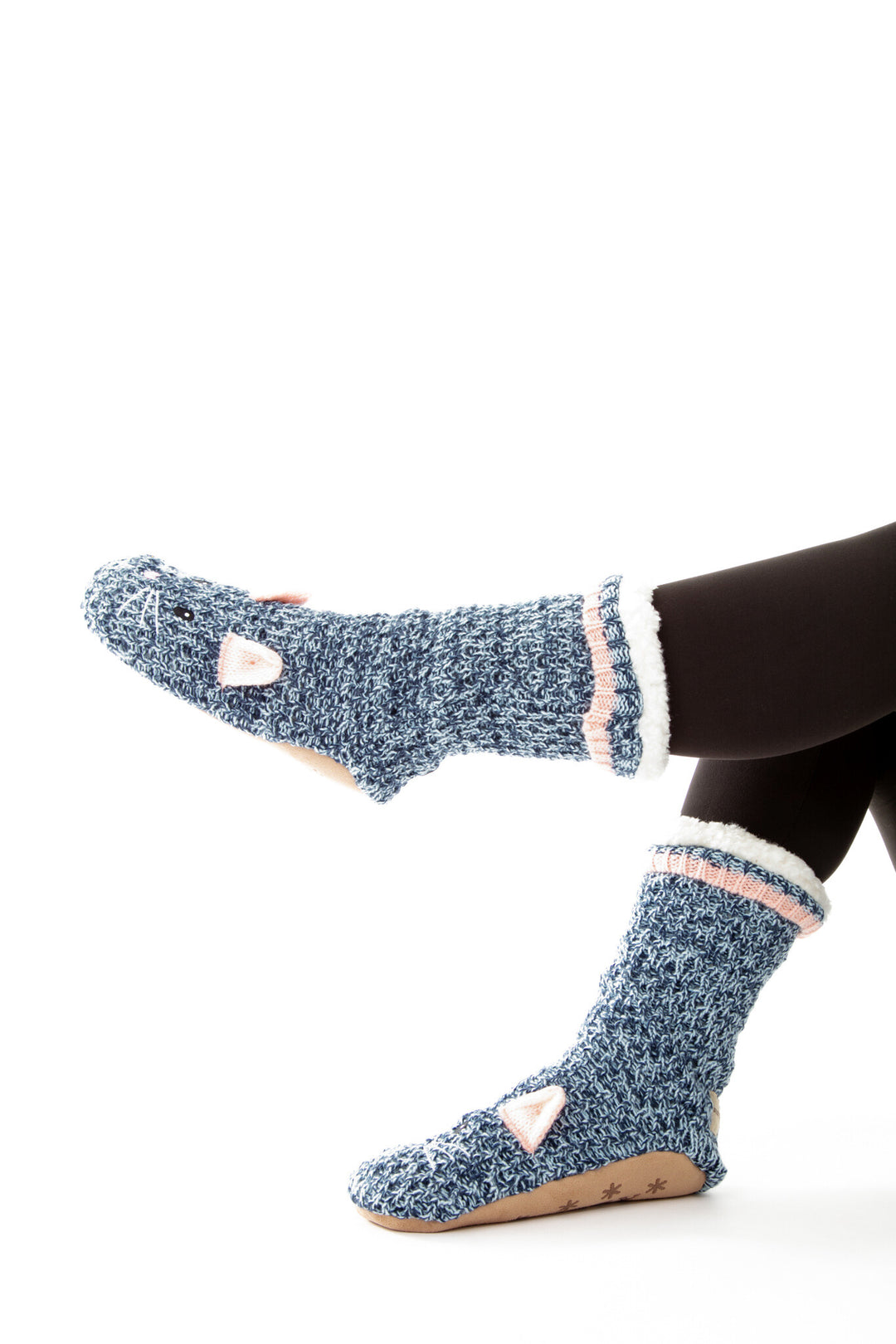 Mouse bleue - chaussettes de pantoufles confortables