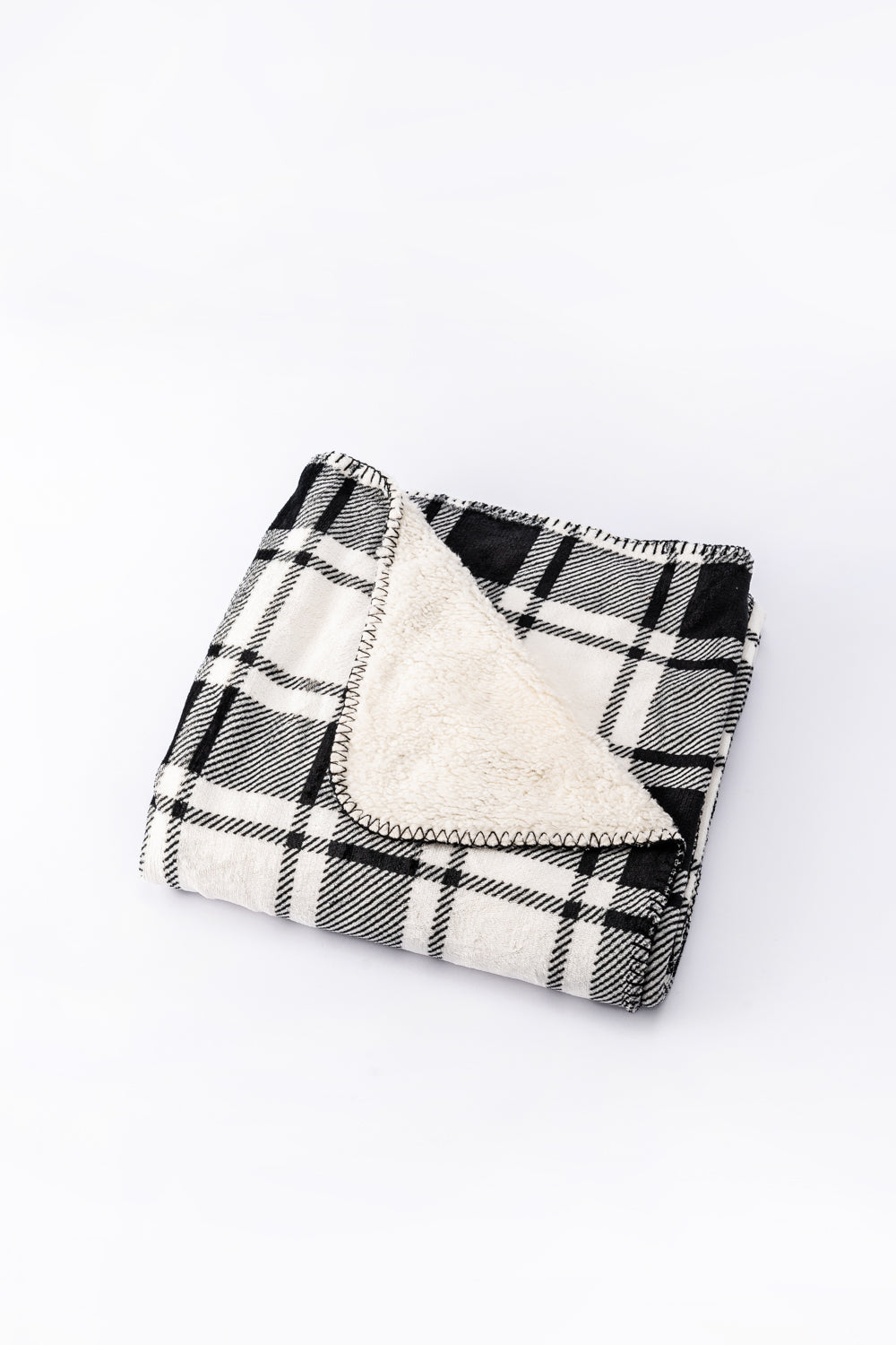 B&W Plaid - Sherpa Blanket