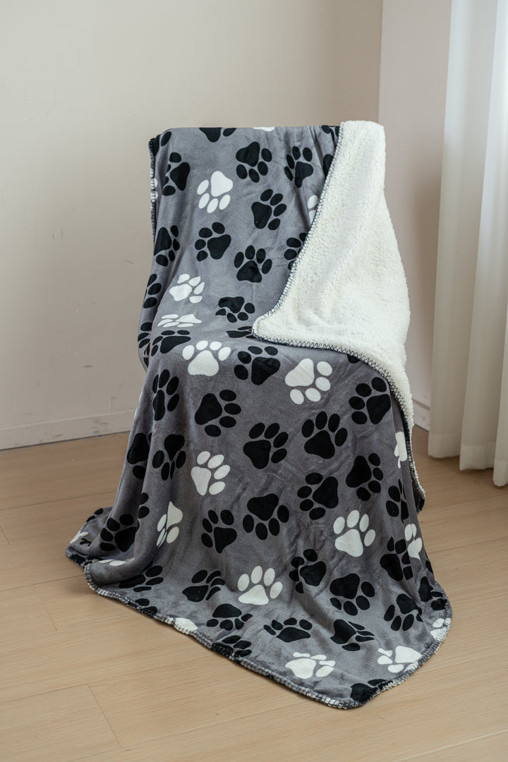 Grey Little Paws - Sherpa Blanket