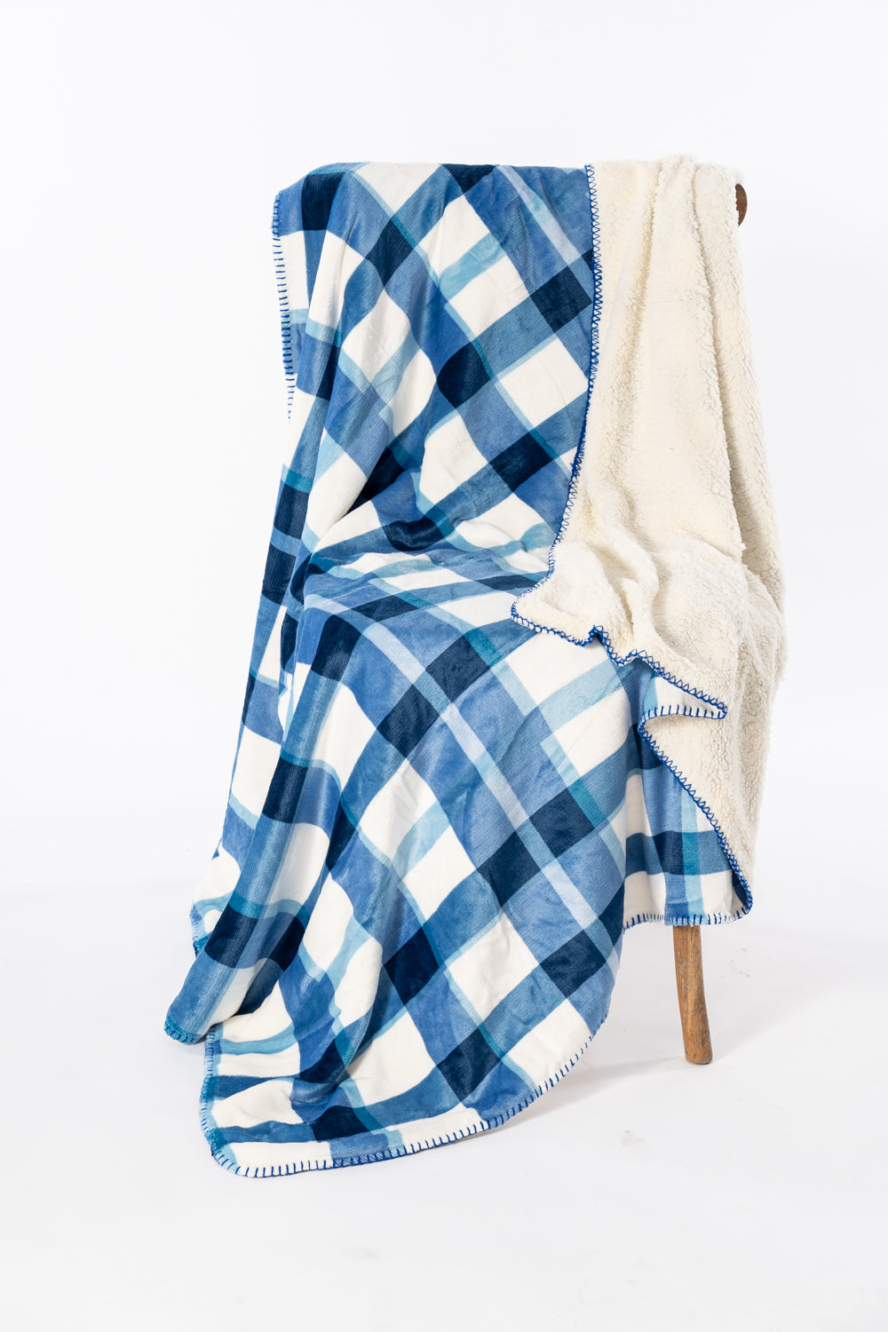 Plaid N&B - Couverture Sherpa