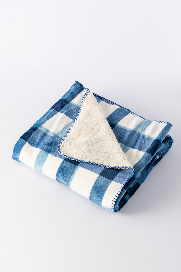 Plaid N&B - Couverture Sherpa