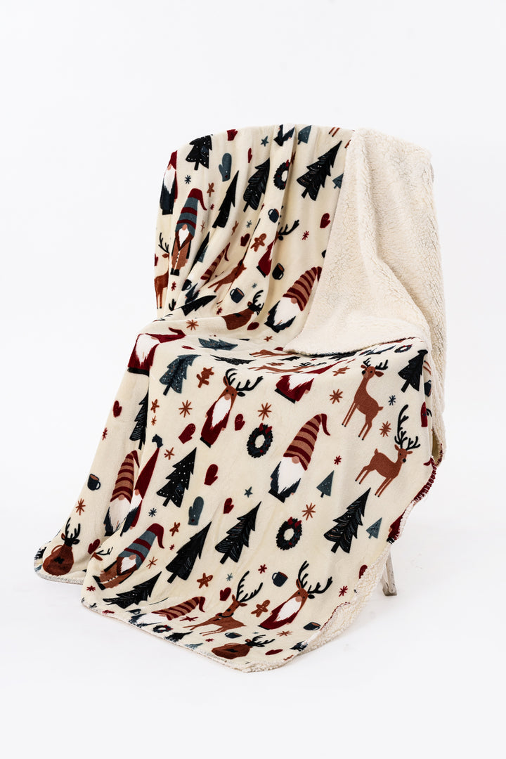 Plaid N&B - Couverture Sherpa