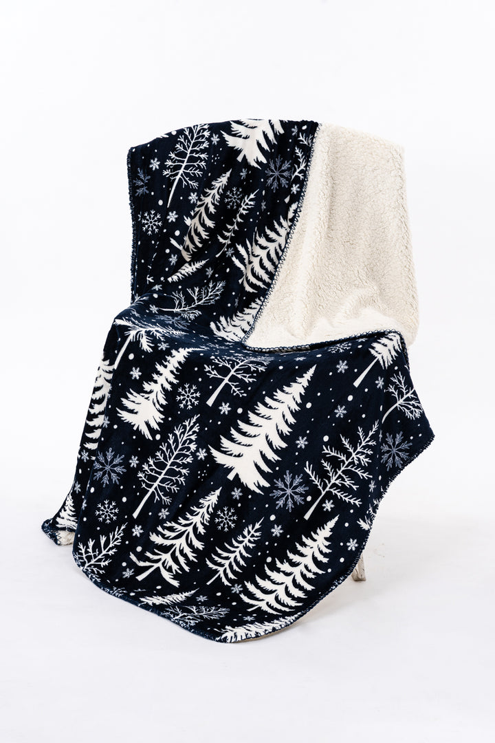Plaid N&B - Couverture Sherpa