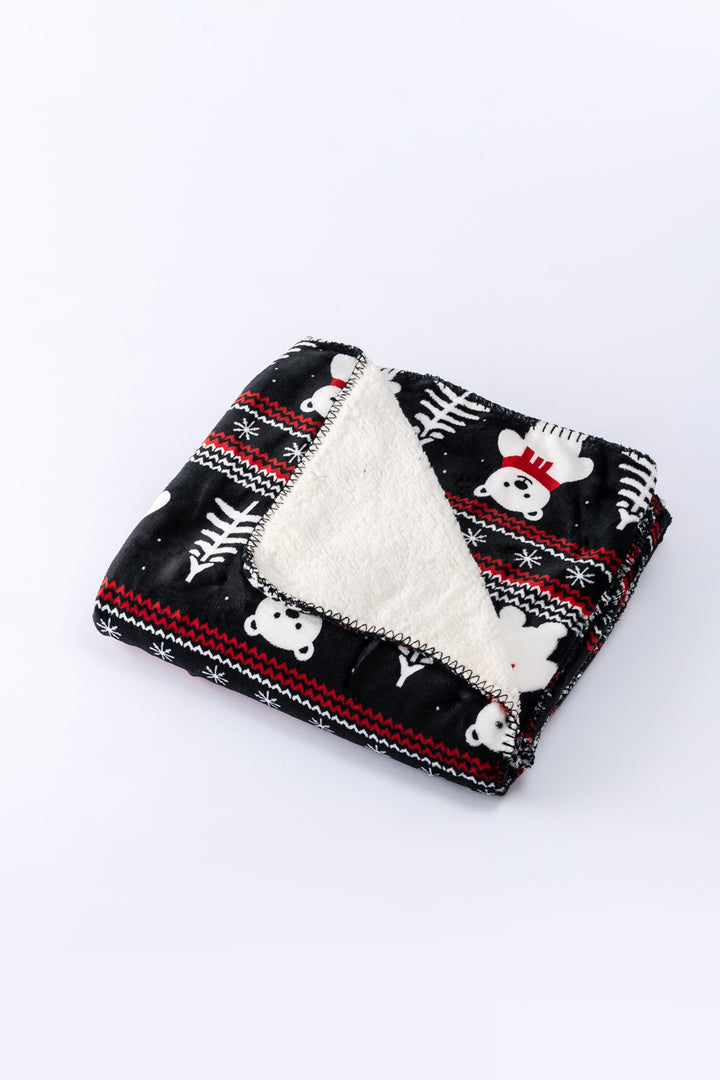 Plaid N&B - Couverture Sherpa