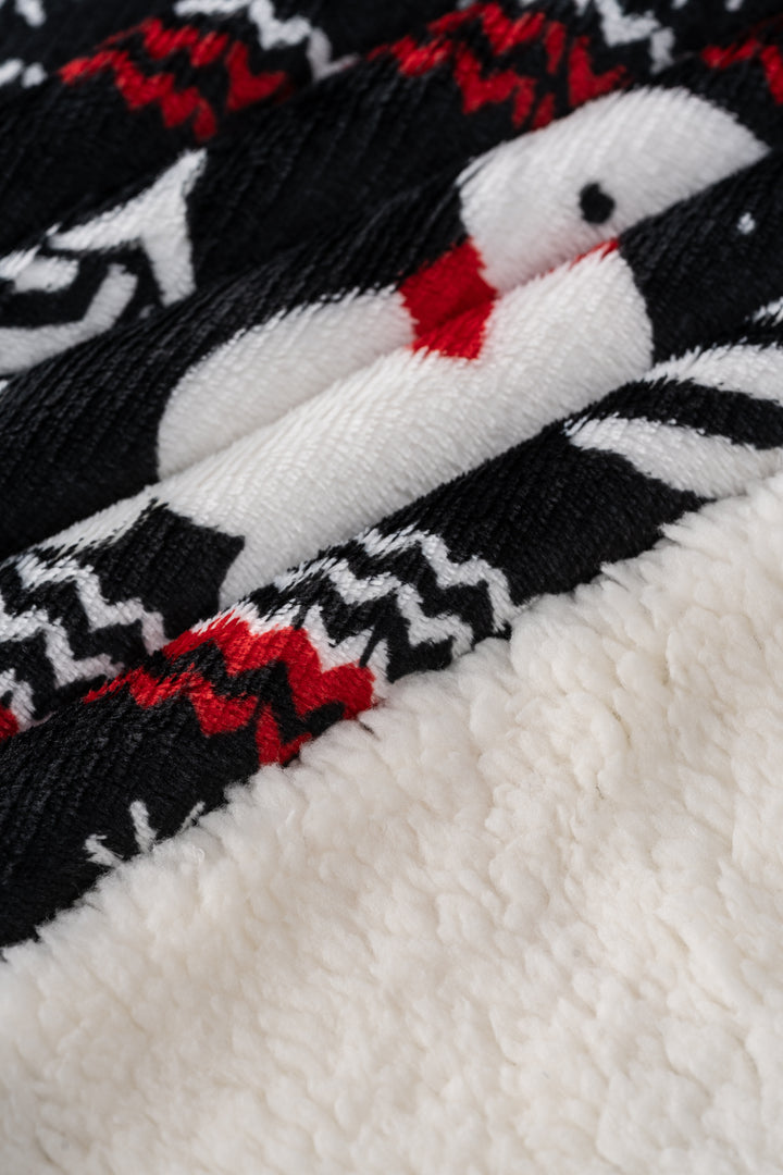 Plaid N&B - Couverture Sherpa