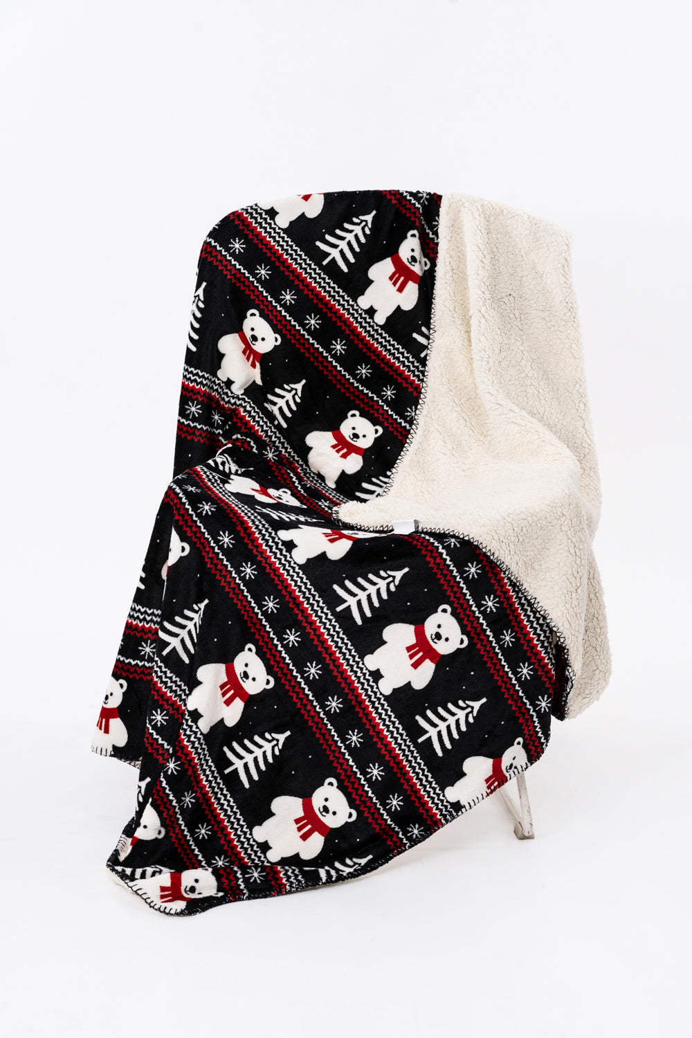 Plaid N&B - Couverture Sherpa