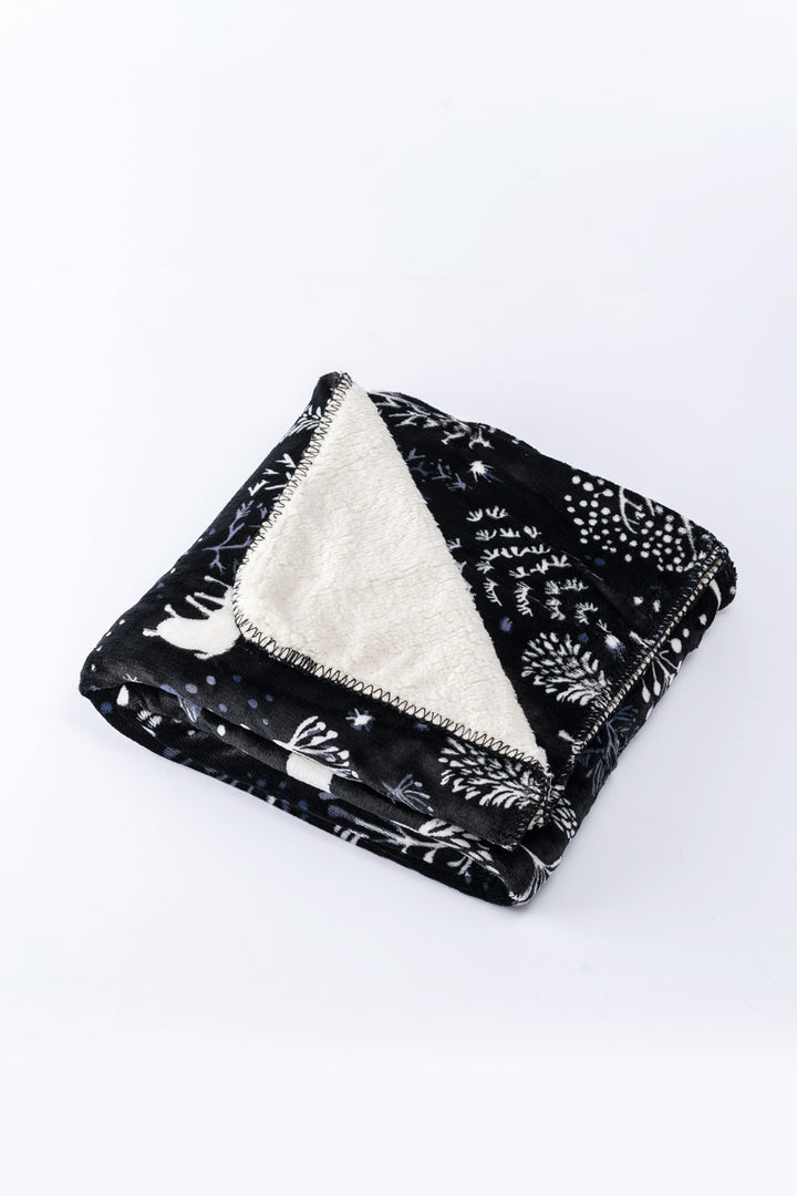 Plaid N&B - Couverture Sherpa