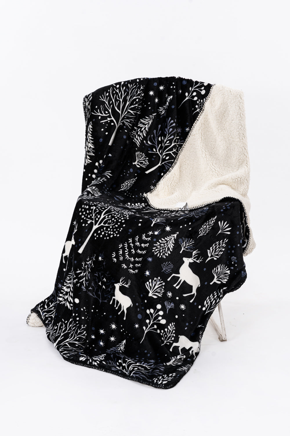 Plaid N&B - Couverture Sherpa