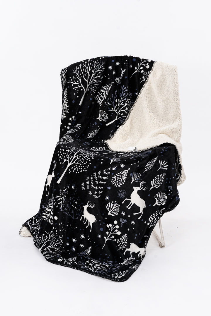 Plaid N&B - Couverture Sherpa