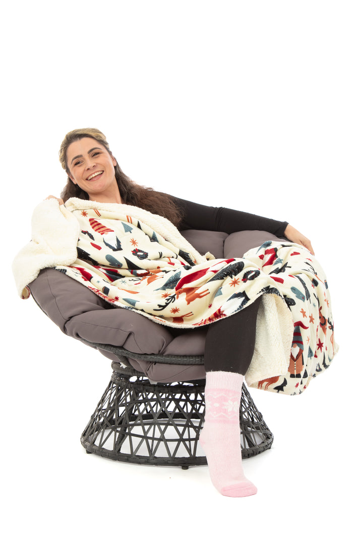 Plaid N&B - Couverture Sherpa