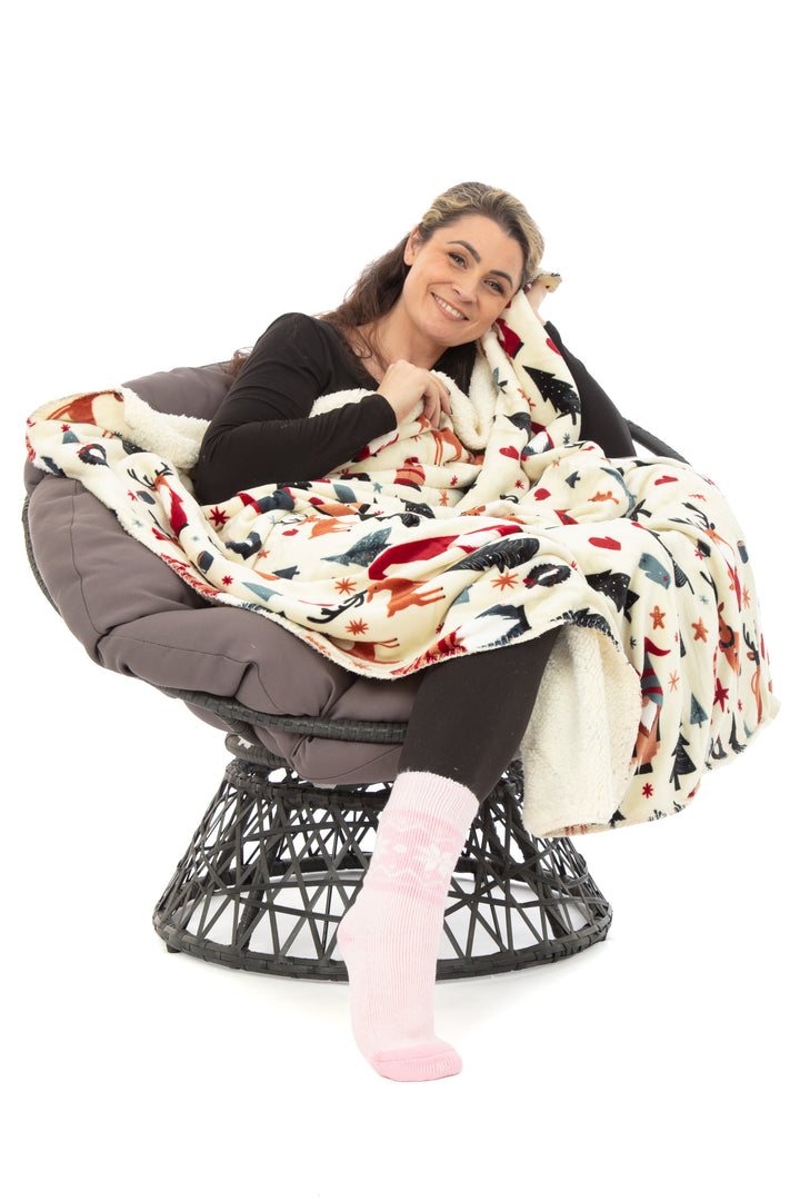 Plaid N&B - Couverture Sherpa