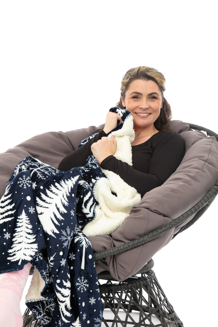 Plaid N&B - Couverture Sherpa